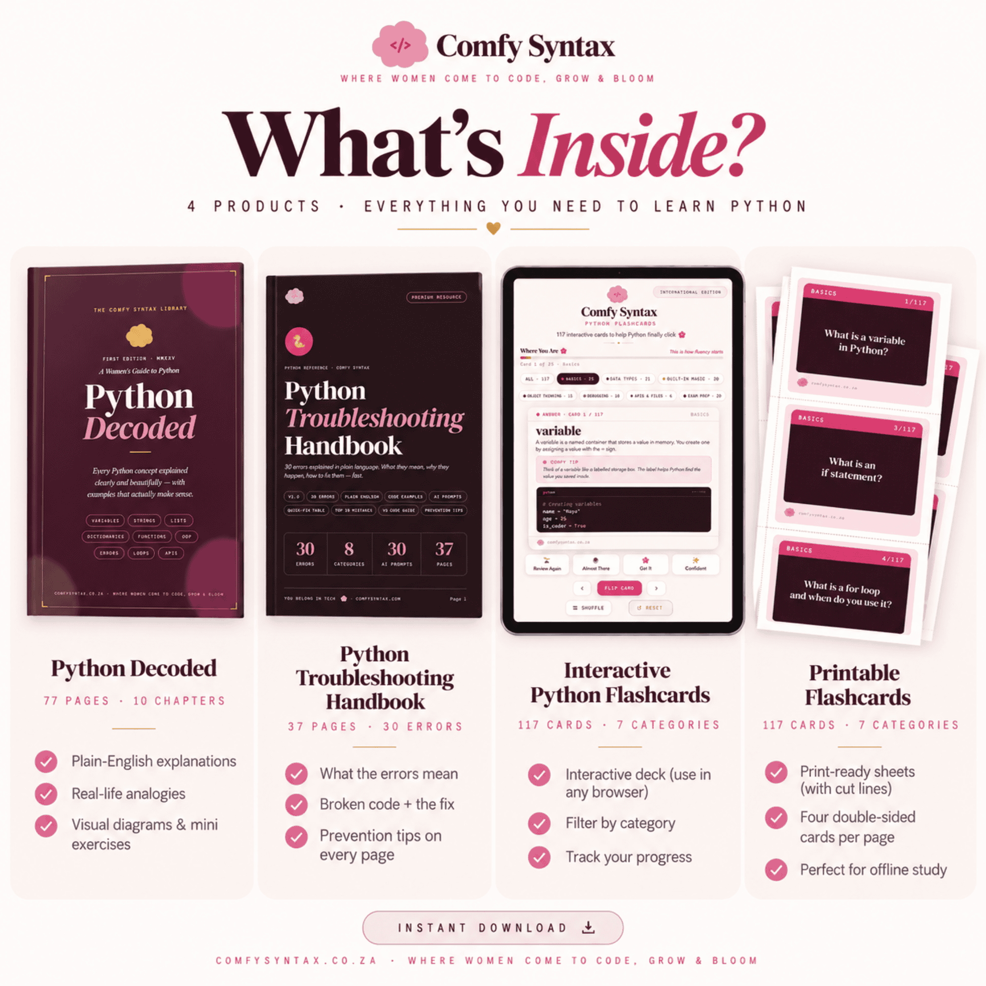 Python Beginner Bundle - Python Decoded + Troubleshooting Handbook + Flashcards - Image 2