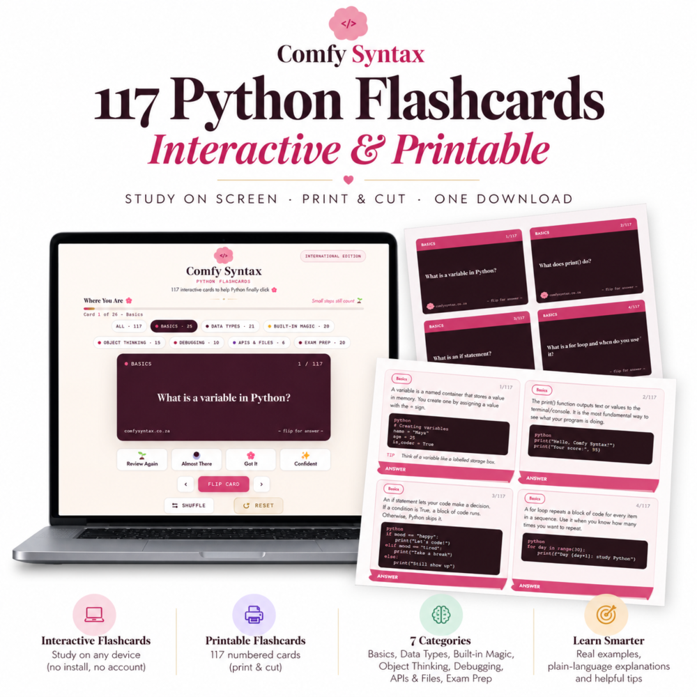 Python Flashcards Deck (117 Flashcards)